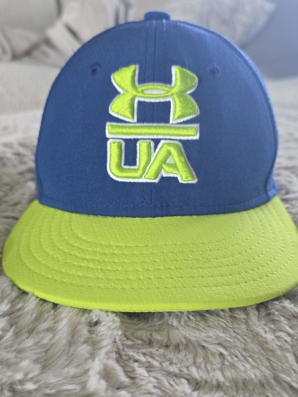 Under Armour Kids Royal Blue and Neon Yellow Flat Brim Hat